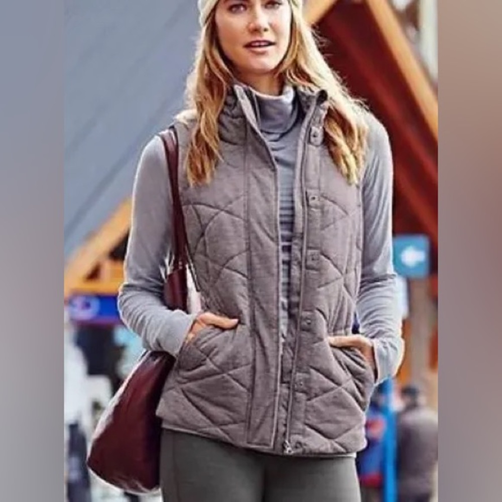 Athleta icecap quilted vest heathered purple size small